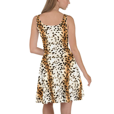 White Leopard Forest Animal Print Skater Dress