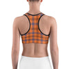 Orange Checks Plaid Pattern Women's Sports bra - kayzers