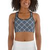 Gray Checks Plaid Pattern Women's Sports bra - kayzers