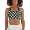 Jade Green Checks Plaid Pattern Sports bra - kayzers