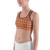 Orange Checks Plaid Pattern Women's Sports bra - kayzers