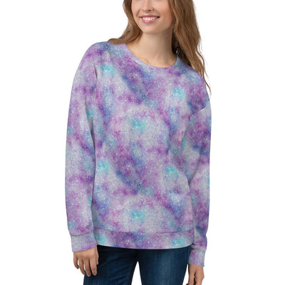 White Blue Purple Glittery Glitter Galactic Galaxy Mess Unisex Sweatshirt - kayzers