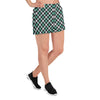 Jade Green Checks Plaid Pattern Women's Athletic Short Shorts - kayzers