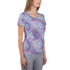 White Blue Purple Glittery Glitter Galactic Galaxy Mess Women's Athletic T-shirt - kayzers