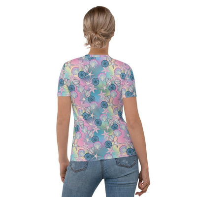 Seashells Sea Shell Starfish Beach Tropical Ocean Jewels Print Women's T-shirt, Women's Top - kayzers
