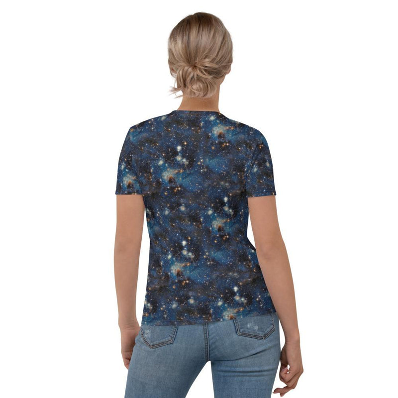 Blue Black Starry Galaxy Space Women's T-shirt - kayzers