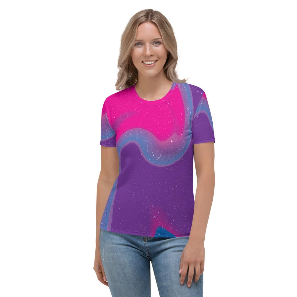 Abstract Art Galactic Ombre Starry Heaven Designer Women's T-shirt - kayzers