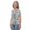 Black Grey Abstract Galaxy Marble Texture Print Women's T-shirt - kayzers