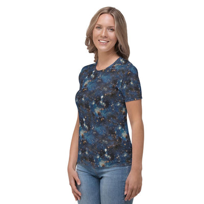 Blue Black Starry Galaxy Space Women's T-shirt - kayzers
