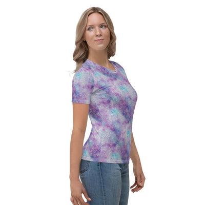 White Blue Purple Glittery Glitter Galactic Galaxy Mess Women's T-shirt - kayzers