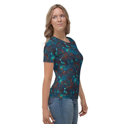 Blue Sky Galaxy Stars Space Abstract Clouds Women's T-shirt - kayzers
