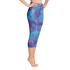 Blue Purple Glitter Galaxy Print Yoga Capri Leggings - kayzers