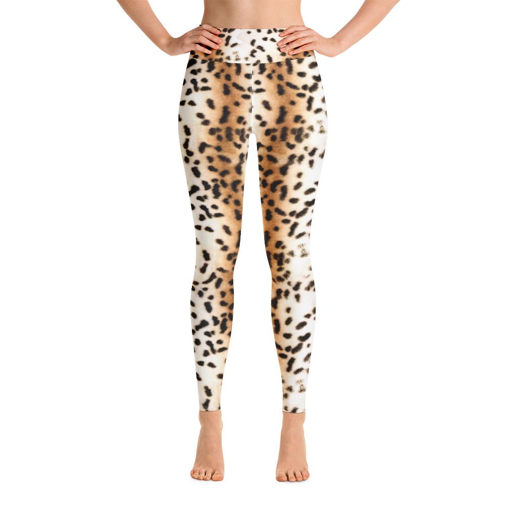 White Leopard Animal Print Yoga Leggings