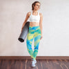 Blue Mint Green Abstract Holographic Iridescence Yoga Leggings - kayzers