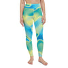 Blue Mint Green Abstract Holographic Iridescence Yoga Leggings - kayzers