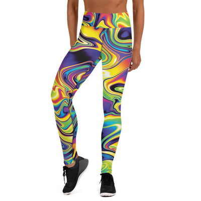 Liquid Psychedelic Carnival Festival Colorful Yoga Leggings - kayzers