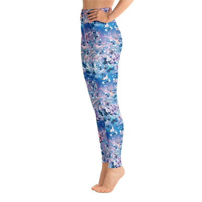 Purple Blue Floral Paisley Print Yoga Leggings - kayzers