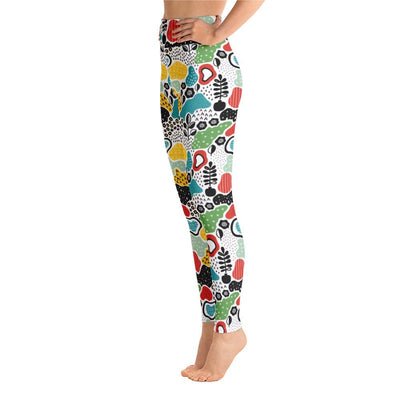 Nature Colorful Clouds Trees Plants Mountain Doodle Yoga Leggings - kayzers