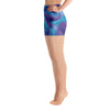 Blue Purple Glitter Galaxy Women's Yoga Shorts, High Waist Galaxy Shorts - kayzers