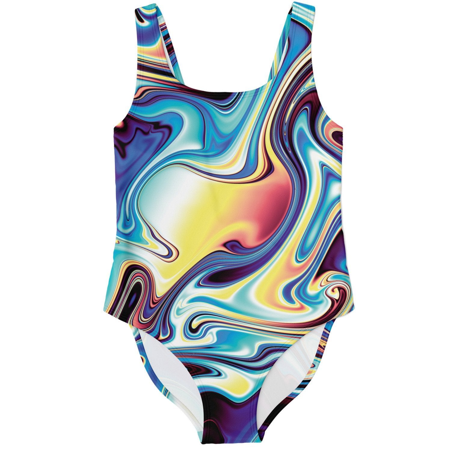 Liquid Psychedelic Print One Piece Swimsuit - kayzers