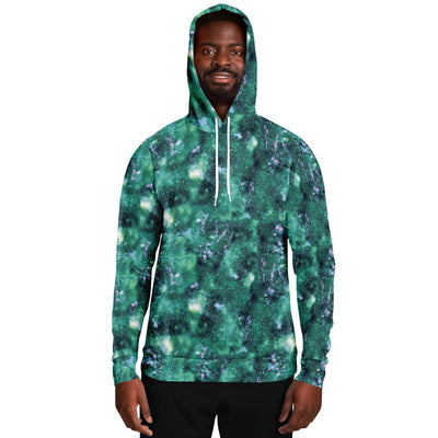 Faded Emerald Green Abstract Galaxy Marble Print Unisex Pullover Hoodie - kayzers