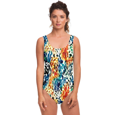 Colorful Leopard Animal Print One Piece Swimsuit