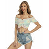 Ombre Iridescence Holographic Abstract Cloud Print Women's Off-Shoulder Blouse