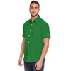 Parakeet Green Floral Geometric Print Men's Short Sleeve Button Down Shirt - kayzers