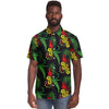 Tropical Print Macaw Yellow Flowers Floral Matching Shirt And Shorts Set, Matching Beach Hawaiian Sets - kayzers