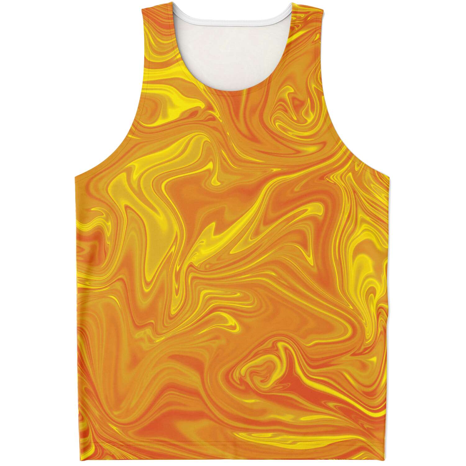 Golden Liquid Paint Swirls Psychedelic Waves Unisex Tank Top - kayzers