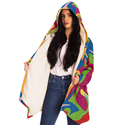 Abstract Colorful Liquid Psychedelic Print Unisex Microfleece Luxurious Cloak - kayzers