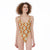 Orange Beige Retro 60's 70's 80's Hippie Print Women's High Cut One-piece Swimsuit