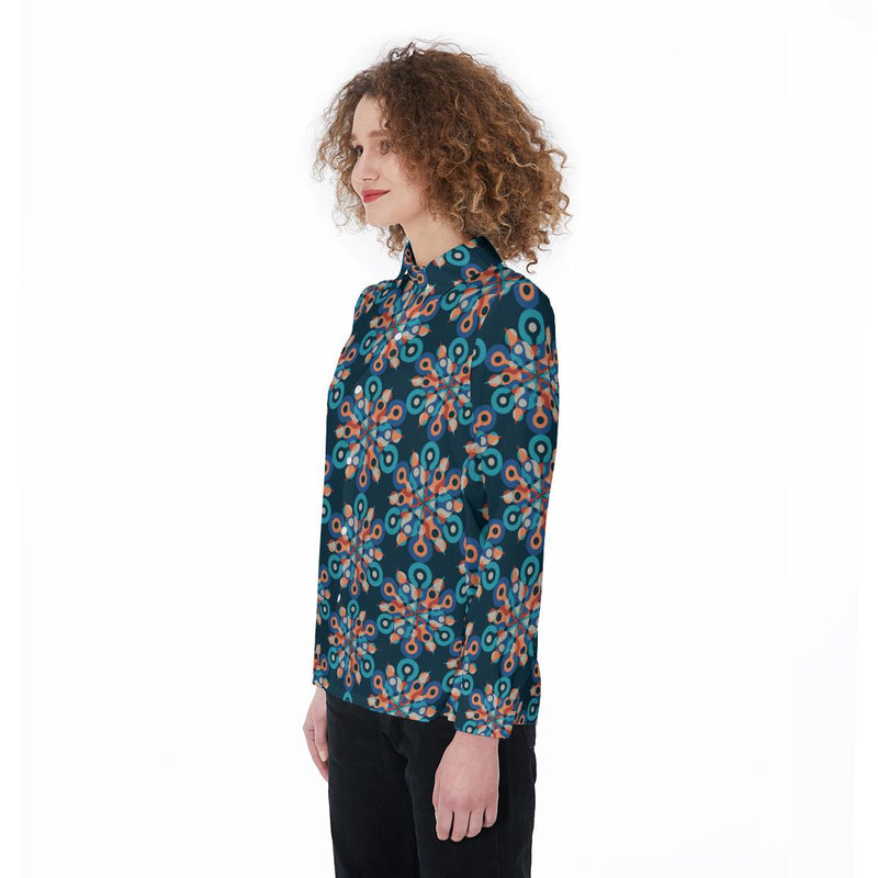 Retro 60's 70's Hipster Hippie Flower Pattern Women's Shirt