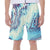 Aqua Blue Marble Pattern Beach Print Unisex Hawaiian Men's Beach Shorts