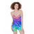 Abstract Holographic Iridescent Colorful Paint Jumpsuit Romper Women's Suspender Shorts