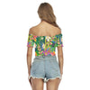 Colorful Tropical Flowers Floral Print Women's Off-Shoulder Blouse