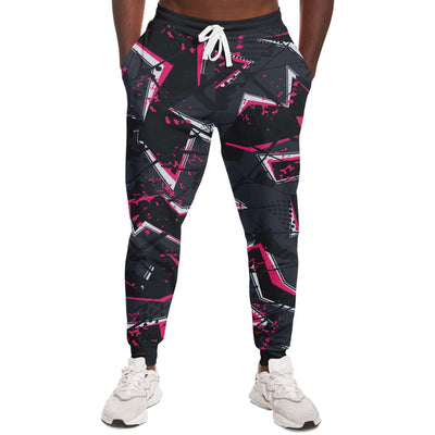 Pink Geometric Halftone Unisex Fleece Fashion Joggers - kayzers