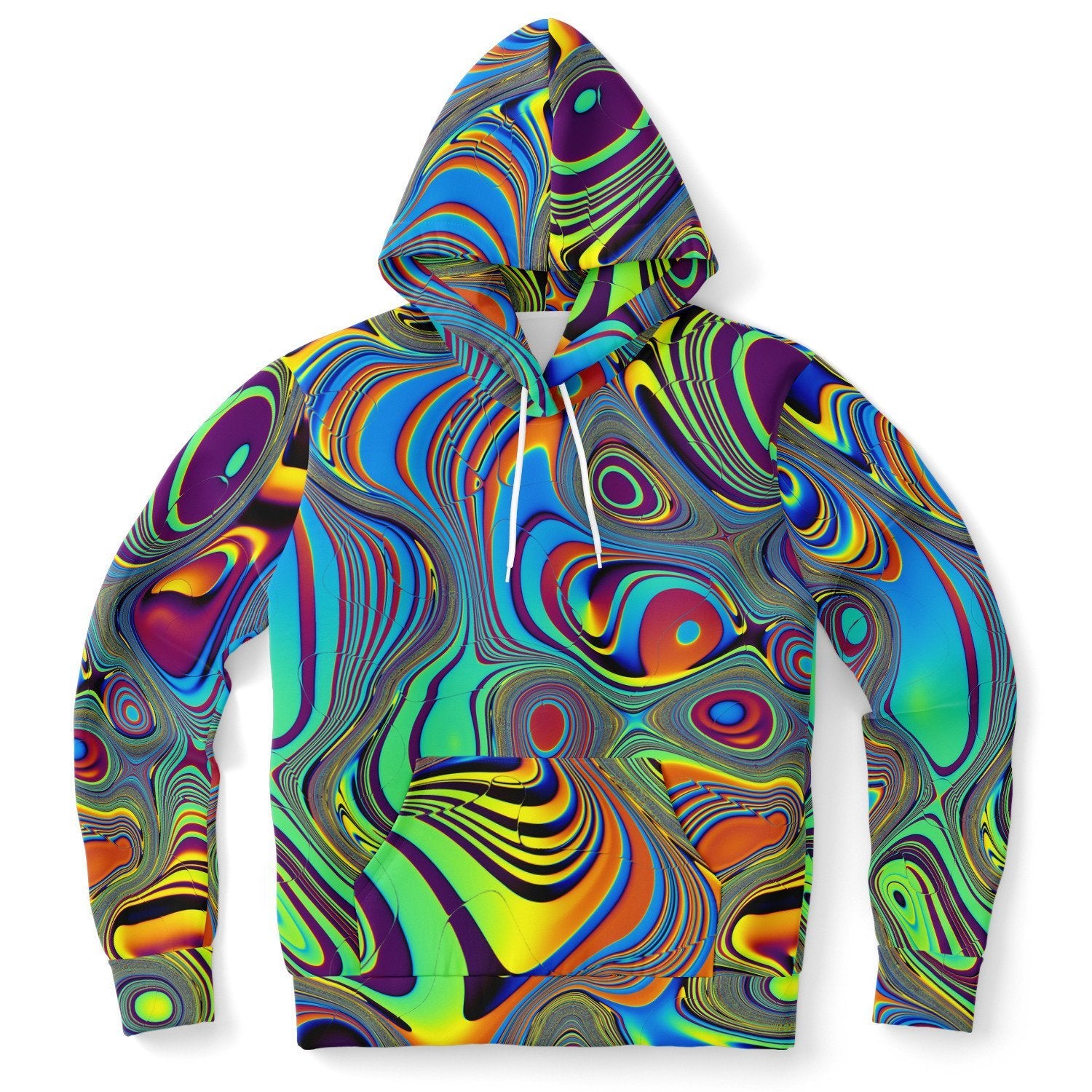 Sporty Abstract Liquid Ripple Waves Texture Graphic Psychedelic Pullover Hoodie - kayzers