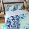 Aqua Blue Abstract Marble Print Three Piece Duvet Cover Set