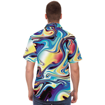 Liquid Abstract Tropical Psychedelic Lsd Dmt Beach Festival Style Men's Button Down Shirt, Hawaiian Shirt - kayzers