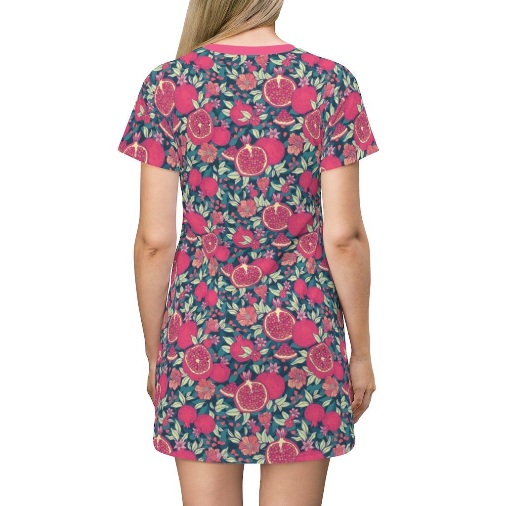 Pomegranate Pattern T-Shirt Dress - kayzers