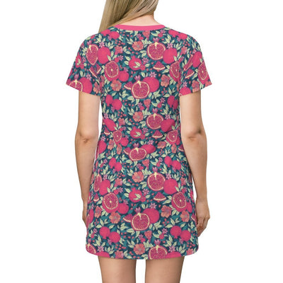 Pomegranate Pattern T-Shirt Dress - kayzers