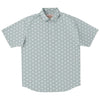 Silver Grey Geometric Floral Print Men's Short Sleeve Button Down Shirt - kayzers