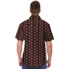 Red White Floral Print Men's Short Sleeve Button Down Shirt - kayzers