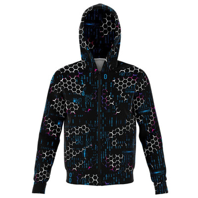 Broken Matrix Code Unisex Zip Up Fleece Fashion Hoodie - kayzers