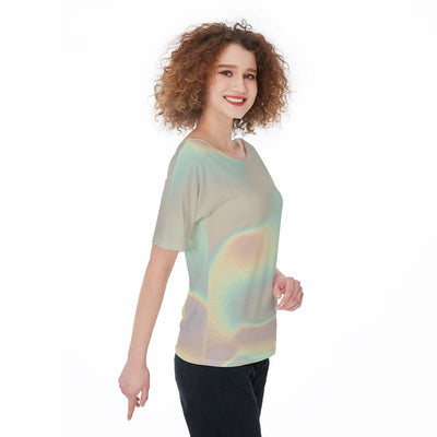 Abstract Holographic Iridescence Cloud Print Women's Top