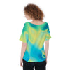 Yellow Green Abstract Art Summer Vibes Colorful Cloud Print Women's Top