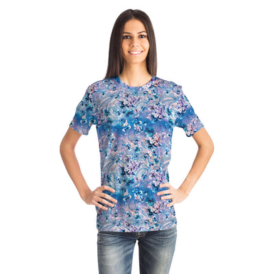 Purple Blue Floral Paisley Print Unisex Tshirt - kayzers