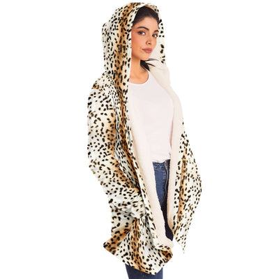 White Leopard Animal Print MicroFleece Cloak