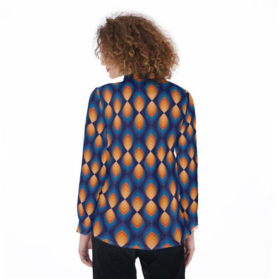 Retro 60's 70's Hipster Geometric Flamy Pattern Women's Shirt